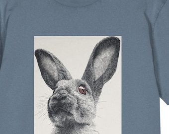 Rabbit Art T-Shirt, Vintage Bunny Graphic Tee, Unisex Animal Portrait Shirt, Cottagecore Rabbit Tee, Nature Lover Gift