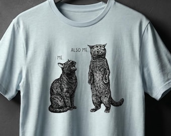 Black Cat Meme T-Shirt, "Me. Also Me." Introvert Humor Tee