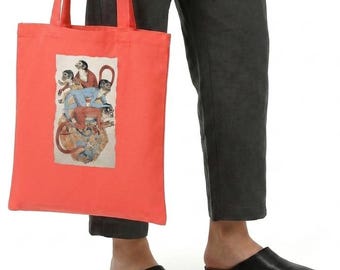 Vintage Monkey Tote Bag, Ancient Egyptian Monkey Art Tote, Primate Illustration Canvas Bag, Archaeology Gift, Reusable Market Bag