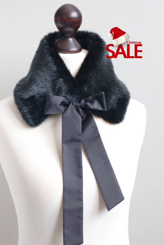 Fake fur collar Christmas SALE 10% OFF Black faux fur collar Faux fur neck warmer