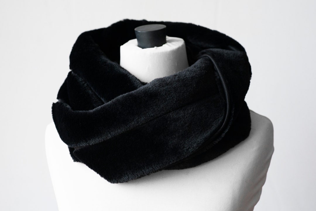 Faux Fur Snood Scarf in Silver