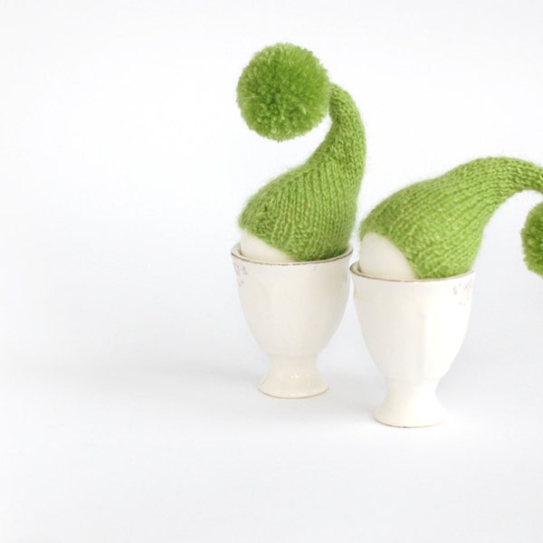 Knitted Mohair Egg Warmers, Set of 2 - Grass Green