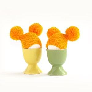 Sunny yellow egg warmers with funny pompoms Easter decoration or small gift. image 4