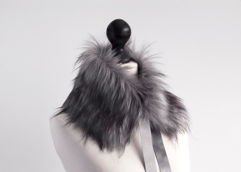 Faux Fur Collar in Grey. Fur Neck Warmer. Womens Fur Collar. - Etsy