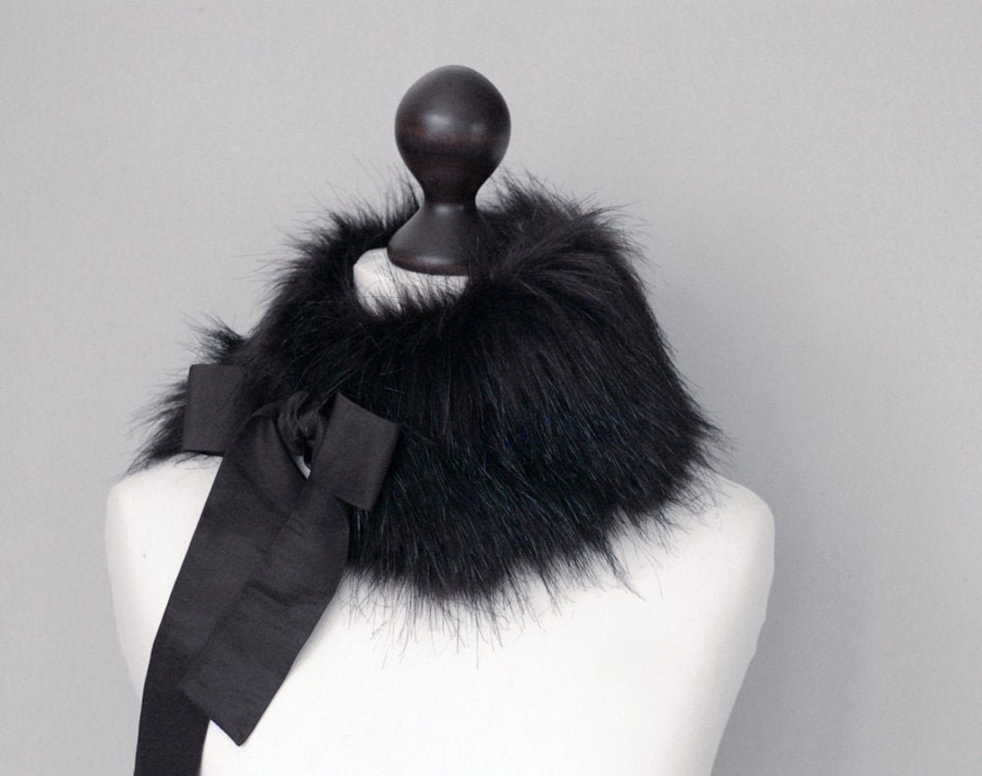 Black Faux Fur Collar. Fur Neck Warmer. Womens Fur Collar. Buy Faux Fur