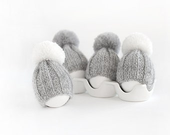 SALE 10% OFF Egg warmers in grey and white