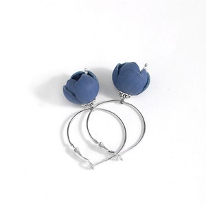 Modern style leather earrings in blue image 5