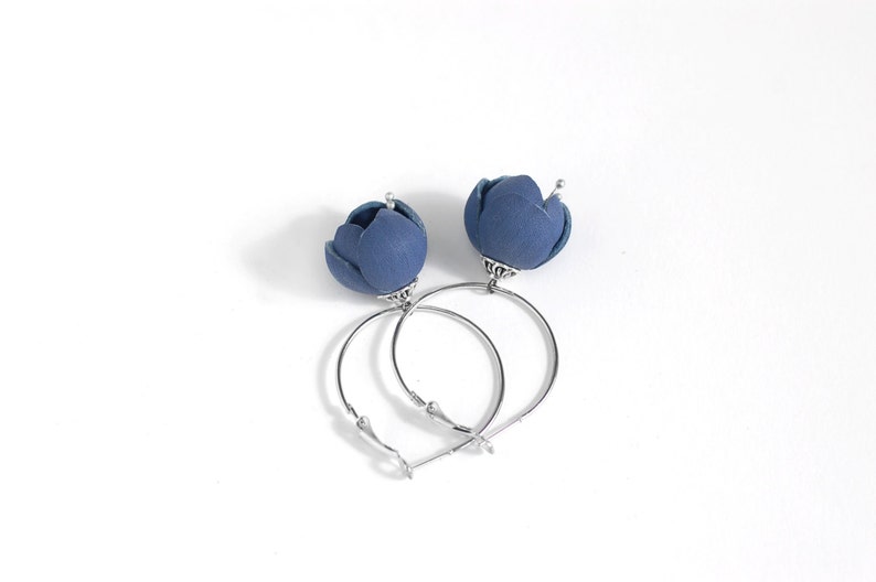 Modern style leather earrings in blue image 5