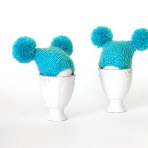 SALE 10% OFF Turquoise egg warmers with funny poms image 2