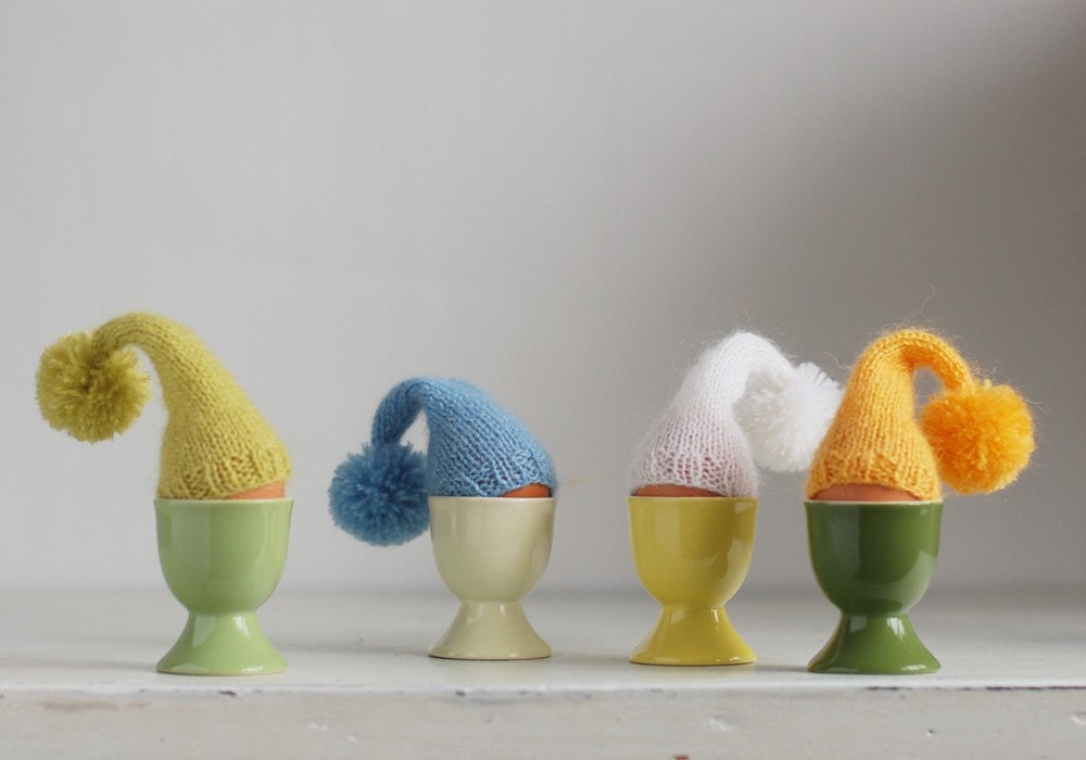 Color Mix. Set of 4 Knitted Egg Warmers. Egg Hat Set. Christmas Gift