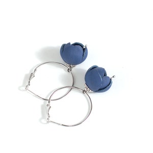 Modern style leather earrings in blue image 3