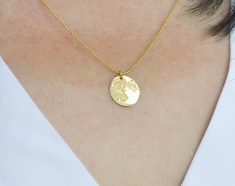 MOND Kette Gold mit Mond-Anhänger, Luna Kette gold, Sternenhimmel Vollmond-Kette von renna deluxe