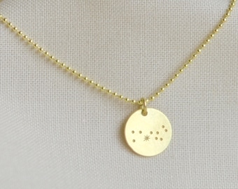 Zodiac Necklace Gold TAURUS charm, Zodiac pendant necklace, Astrology necklace, Zodiac Constellation, boho handmade jewelry by renna deluxe