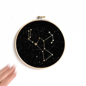 ORION constellation Gold print Wall Art, big hunter star sign, astrology,  embroidery hoop art, wall decoration art by renna deluxe