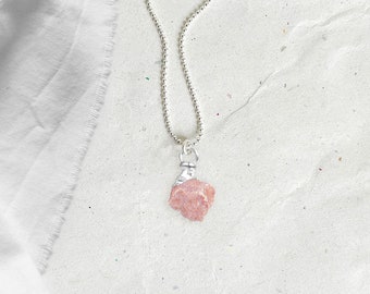 Birthstone OCTOBER necklace silver raw gemstone PINK OPAL, boho style, Birthday Gift, Christmas Gifts, boho jewelery by renna deluxe