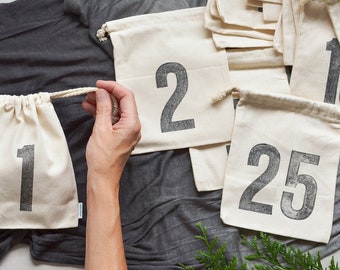 advent calendar sustainable Advent Calendar 25 days large bags for kids, men, adults, zero waste organic cotton diy kit by renna deluxe