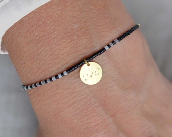 Bracelet zodiaque TAUREAU en or avec breloque, bracelet zodiaque, bracelet astrologie, constellation du zodiaque, bijoux bohèmes par renna deluxe