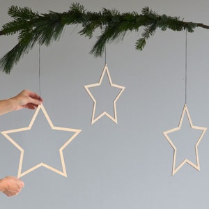 Big STAR set of 3, stars made of wood, christmas star, Christmas Decoration, wooden stars, nordic, scandi, hygge, renna deluxe image 1