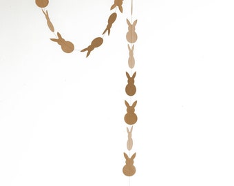 Easter bunny garland vertical made of kraft paper modern hygge scandi nordic easter Ornaments Spring Hanging Decoration by renna deluxe