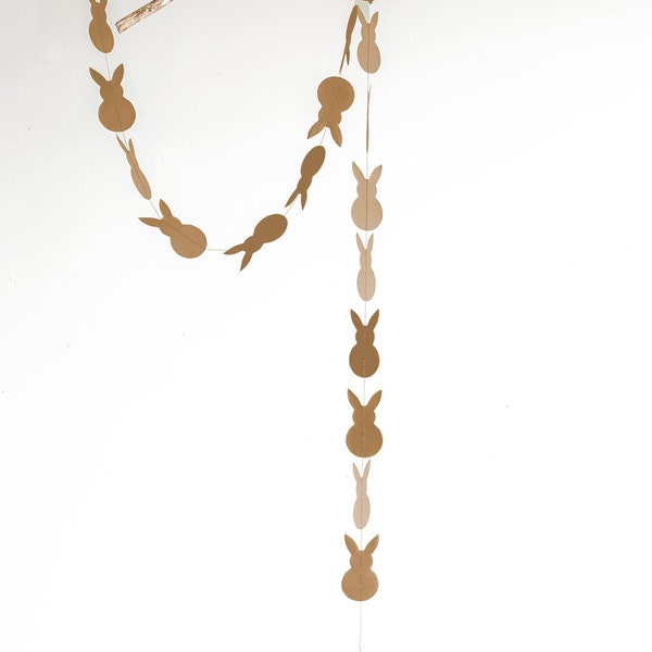 Easter bunny garland vertical made of kraft paper modern hygge scandi nordic easter Ornaments Spring Hanging Decoration by renna deluxe