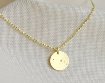 Zodiac Necklace Gold ARIES charm, Zodiac pendant necklace, Astrology necklace, Zodiac Constellation, boho handmade jewelry by renna deluxe
