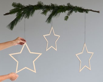 Big STAR set de 3, étoiles en bois, étoile de Noël, décoration de Noël, étoiles en bois, nordique, scandi, hygge, renna deluxe