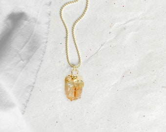 Collier NOVEMBRE avec pierre de naissance, pierre précieuse brute en or CITRINE, style bohème, cadeau d'anniversaire, cadeaux de Noël, bijoux boho par renna deluxe