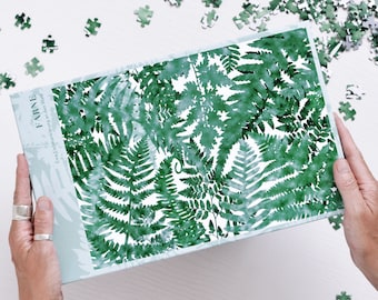 FERN Puzzle, Urban jungle frond puzzle, lockdown puzzle, Jigsaw Puzzles 1000 Pieces, design puzzle by renna deluxe