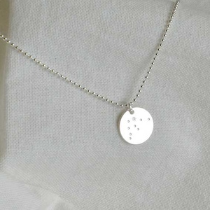 Zodiac Necklace silver with AQUARIUS charm, Zodiac pendant, Astrology necklace, Zodiac Constellation, boho handmade jewelry by renna deluxe image 1