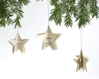 Star Christmas tree Ornament made of vintage paper by renna deluxe