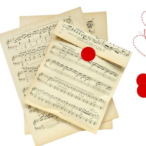 Gift bags made of music notes, set of 3 paper bags upcycling vintage musical paper by renna deluxe