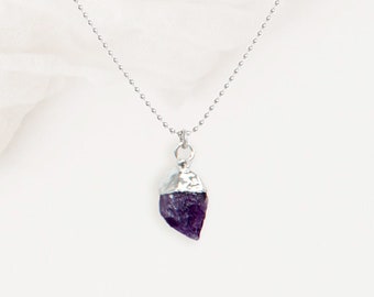 GEBURTSSTEIN FEBRUAR Kette Silber, Edelstein AMETHYST Boho Stil, Geburtstagsgeschenk, Muttertagsgeschenk, Weihnachtsgeschenk,  renna deluxe