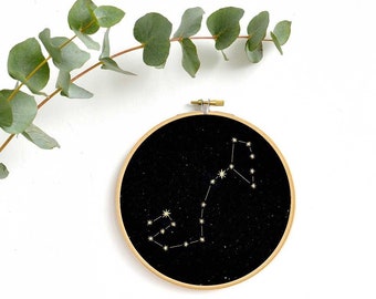 Scorpio constellation Gold print Wall Art, Zodiac star sign, astrology,  embroidery hoop art, wall decoration art by renna deluxe