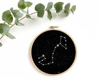 Scorpio constellation Gold print Wall Art, Zodiac star sign, astrology,  embroidery hoop art, wall decoration art by renna deluxe