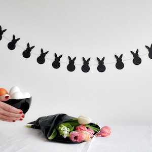 Easter bunny garland vertical made of black paper modern hygge scandi nordic easter Ornaments Spring Hanging Decoration by renna deluxe image 7