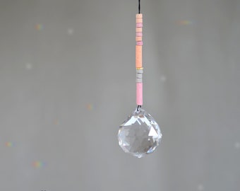 SUNCATCHER pastel Rose Gris Orange Or Cristal ornement grand verre cristal boho style arc-en-ciel fenêtre suspendue renna deluxe