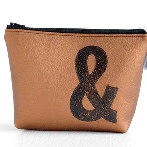 personalised makeup bag in BRONZE stamped with monogram, vegan, by renna deluxe image 6
