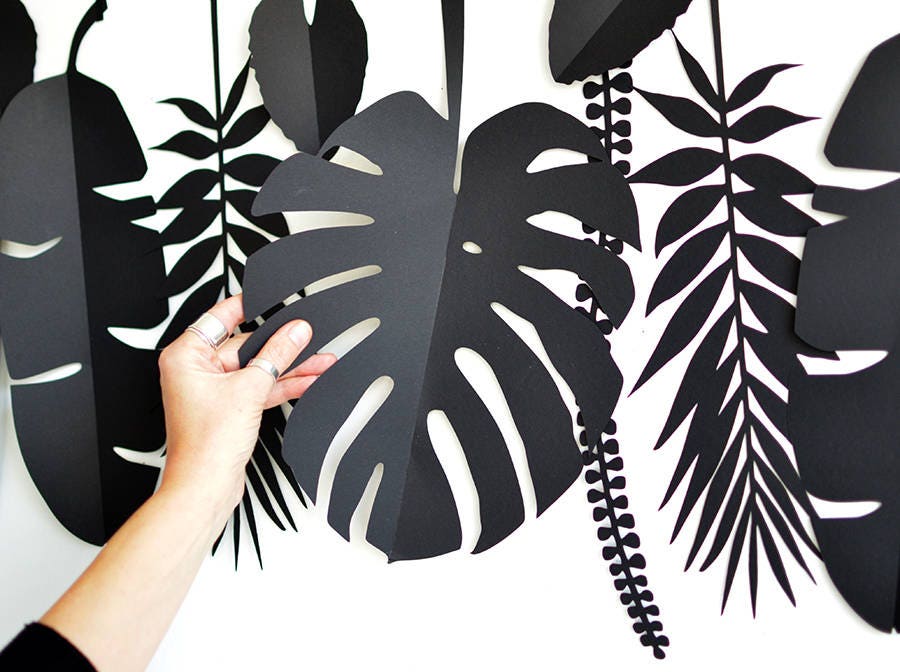 Jungle Tropical Papier Laisse Guirlande, Feuille Tropicale, de Papier, Décor Fête, Décoration La Mai