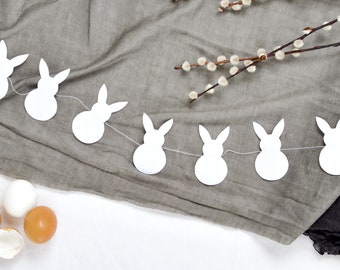 Guirlande de lapin de Pâques en papier blanc guirlande de Pâques moderne hygge scandi nordique décoration de Pâques par renna deluxe