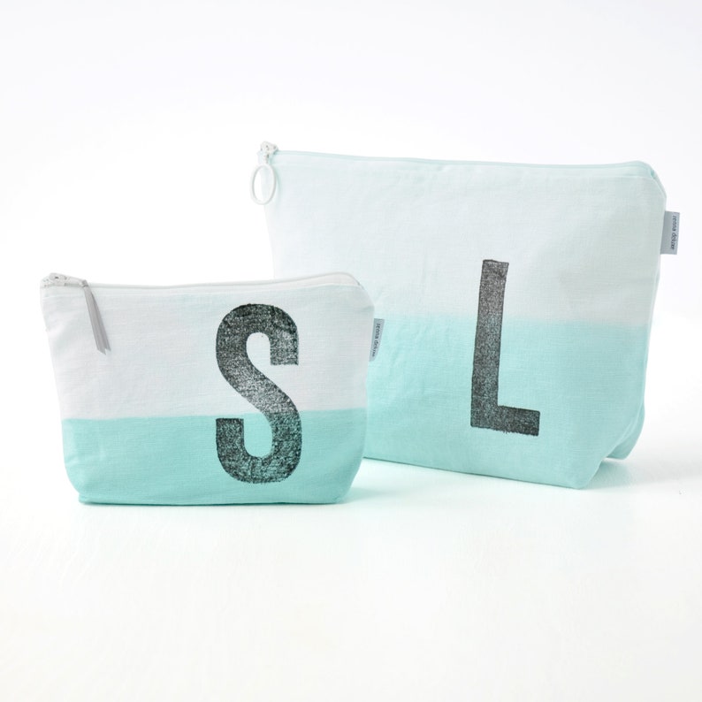 Personalized wash bag dip dyed in PINK rose quartz // initial stamped // monogram of your choice by renna deluxe image 6