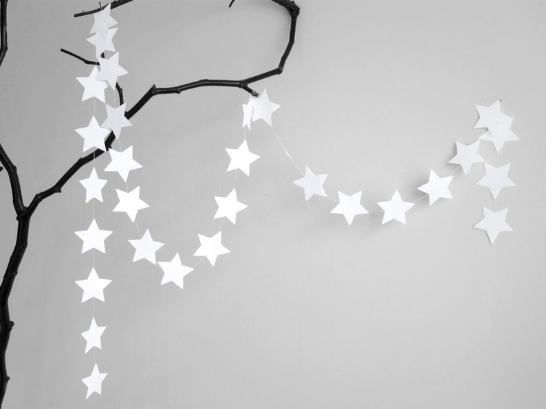 STAR garland in black star garland christmas garland, christmas Decoration, Paper Decoration, Christmas Decoration by renna deluxe White