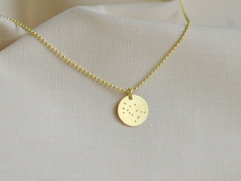 Zodiac Necklace gold with charm, Zodiac pendant necklace, Astrology necklace, Zodiac Constellation, boho handmade jewelry by renna deluxe image 4