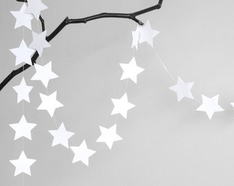 Star garland made of white paper garland, christmas Garland, christmas Decoration, Paper Decoration, Christmas Decoration by renna deluxe