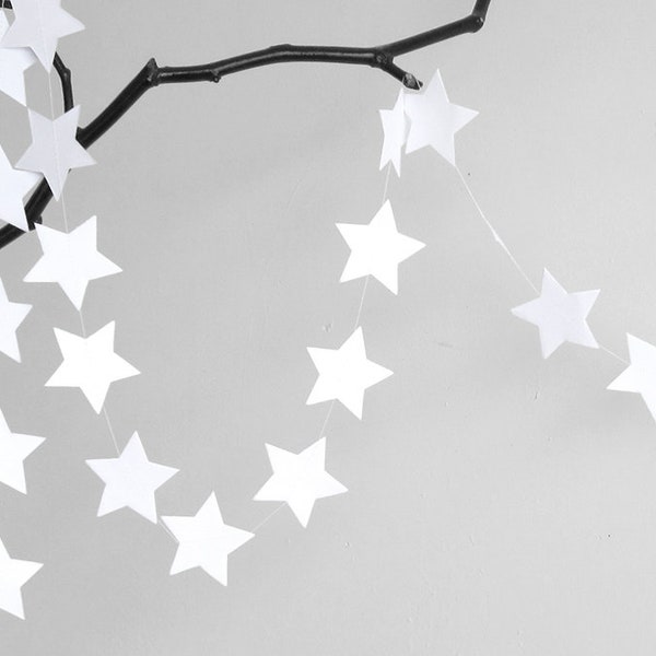 Star garland made of white paper garland, christmas Garland, christmas Decoration, Paper Decoration, Christmas Decoration by renna deluxe