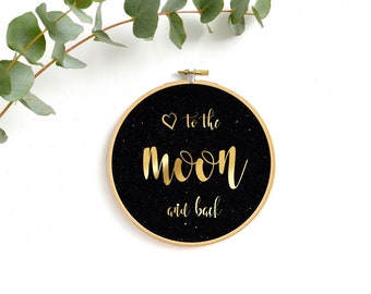 I Love You To The Moon and Back, Tipografía Arte de la pared, Oro, Flor Foil Quote, Nursery Print, Baby Room, arte por renna deluxe