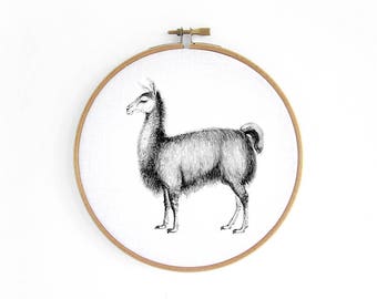 Lama alpaca Hoop art, embroidery hoop, vintage graphic, wall decoration art by renna deluxe