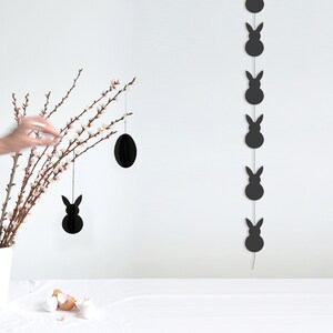 Easter bunny garland vertical made of black paper modern hygge scandi nordic easter Ornaments Spring Hanging Decoration by renna deluxe image 3