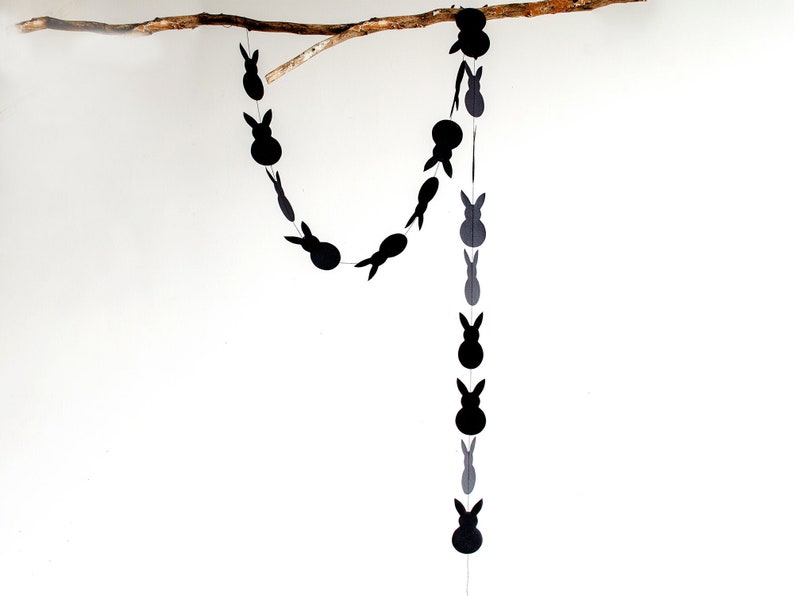 Easter bunny garland vertical made of black paper modern hygge scandi nordic easter Ornaments Spring Hanging Decoration by renna deluxe Black
