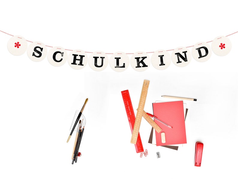 SCHULKIND Girlande aus Buchstaben zur Einschulung Deko Schuleinführung erster Schultag Fait à la main von renna deluxe image 1