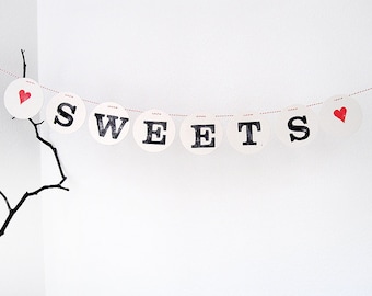 SWEETS banner, Wedding banner, decoration, Sweet table bunting for Wedding by renna deluxe